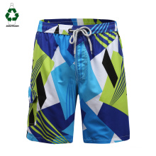 Recycled Polyester Micro fibre Swim Shorts Sustainable Rpet Beach Shorts Allover Printed Elastic Waist Swim Trunks